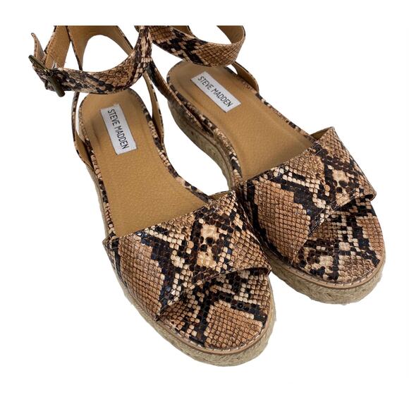 Steve Madden Gabrie Sandals Wedge Espadrille Snake Print Open Toe Womens 8M - Picture 10 of 10